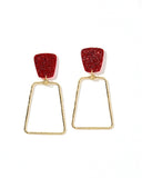 Kaelyn Statement Earrings - Crimson Glitter - Aaria Tees Aaria Tees