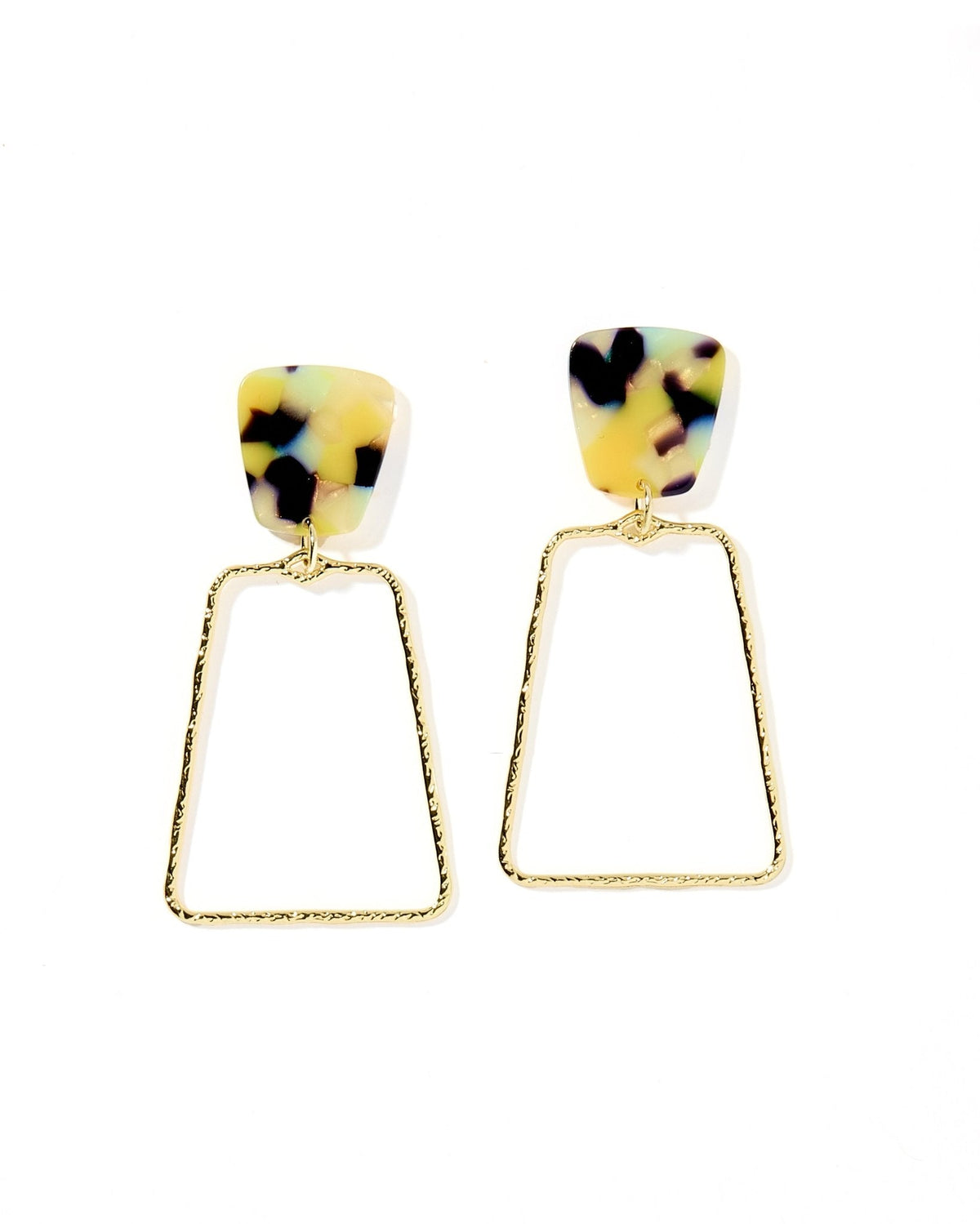Kaelyn Statement Earrings - Green-Mustard Camo - Aaria Tees