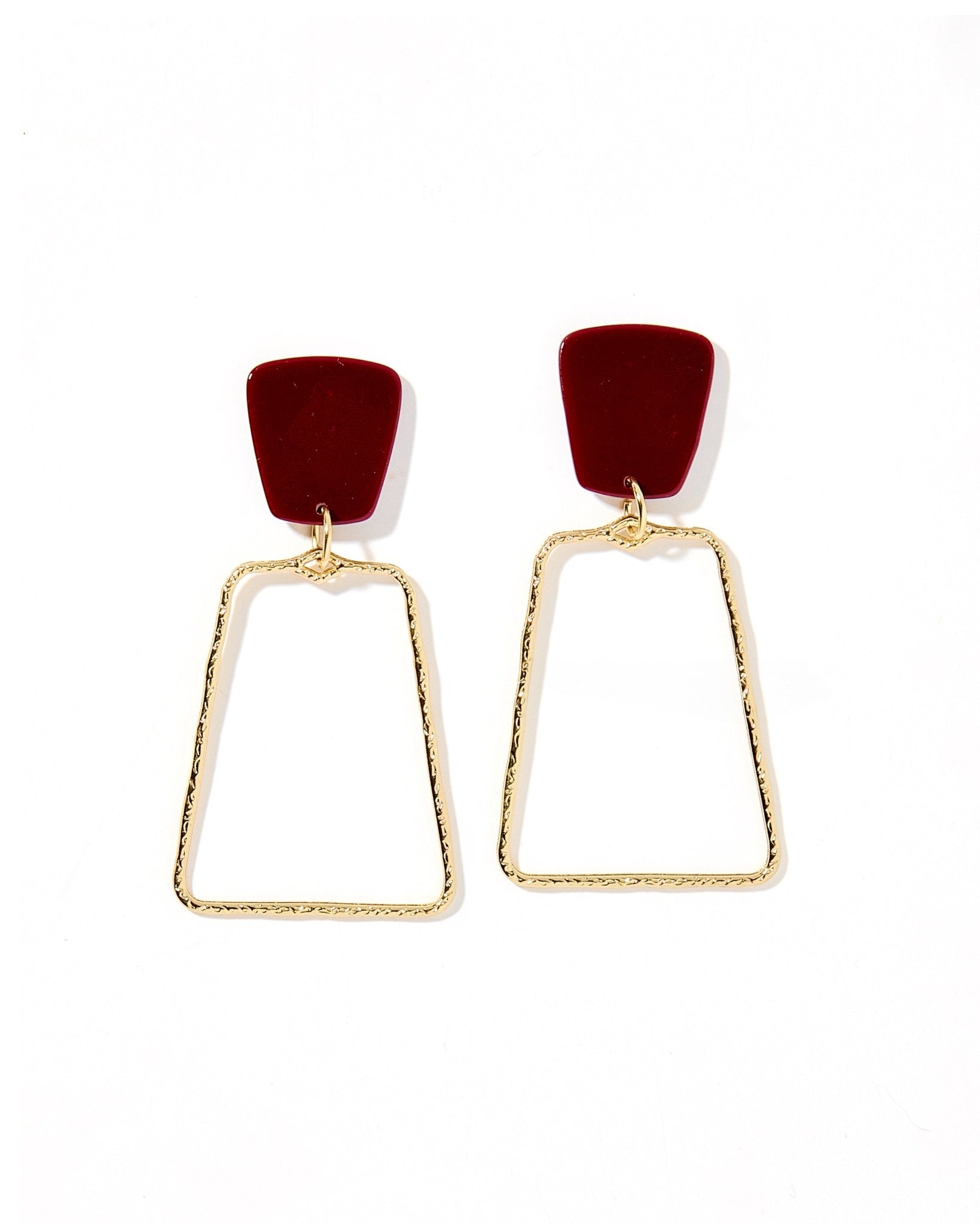 Kaelyn Statement Earrings - Maroon - Aaria Tees Aaria Tees