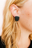 Kaelyn Statement Earrings - True Black and Gold - Aaria Tees Aaria Tees