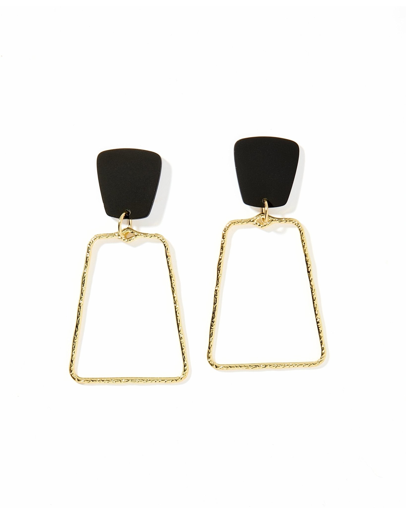 Kaelyn Statement Earrings - True Black and Gold - Aaria Tees Aaria Tees