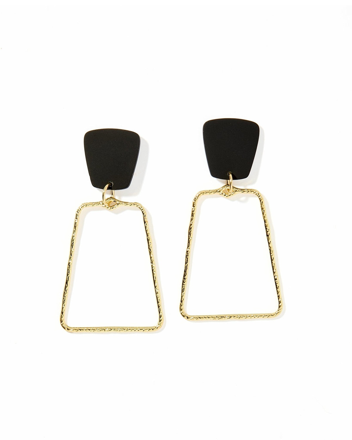 Kaelyn Statement Earrings - True Black and Gold - Aaria Tees
