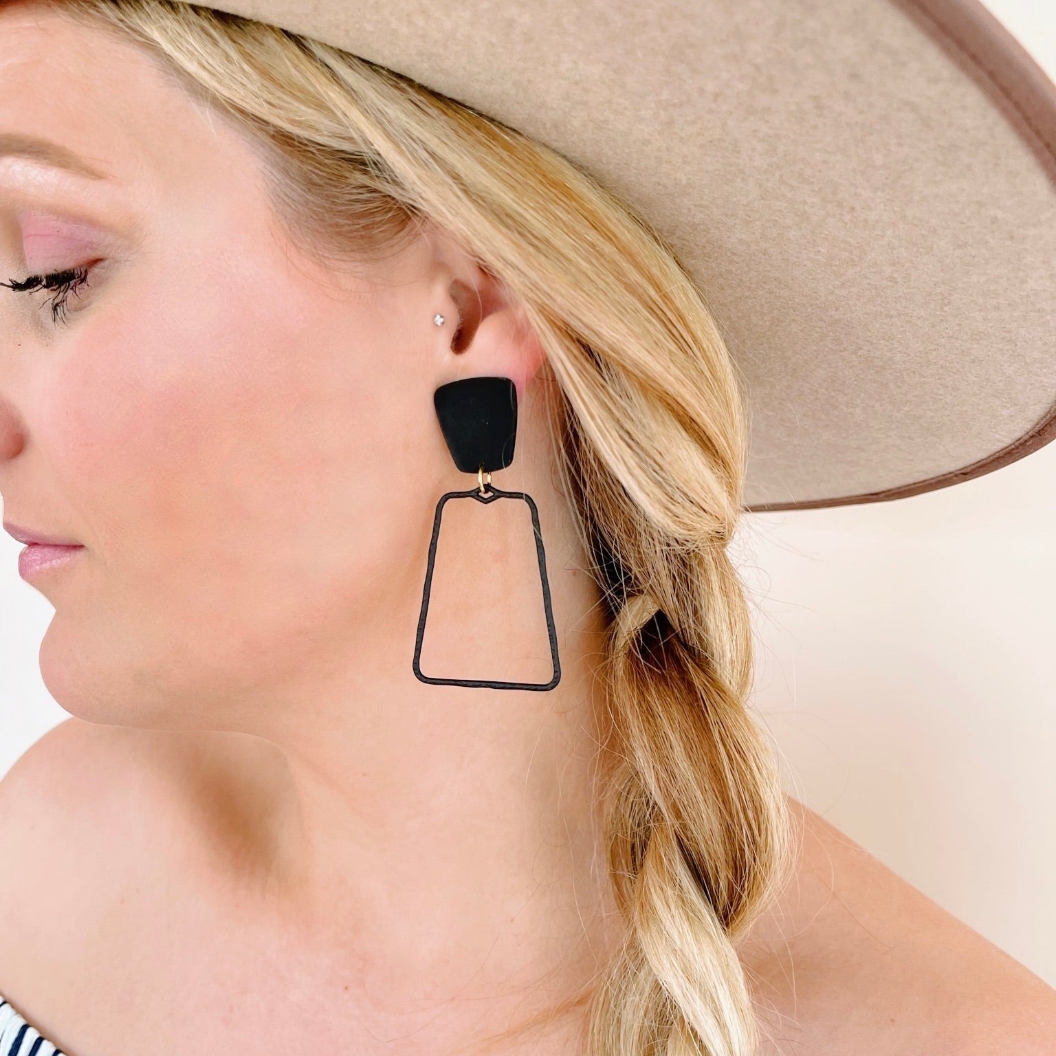 Kaelyn Statement Earrings - True Black - Aaria Tees Aaria Tees