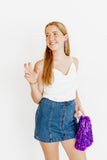 Kaelyn Statement Earrings - True Purple - Aaria Tees Aaria Tees
