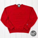 Kansas City Tonal 3D Champion® Scarlet Crewneck Sweatshirt - Aaria Tees Aaria Tees