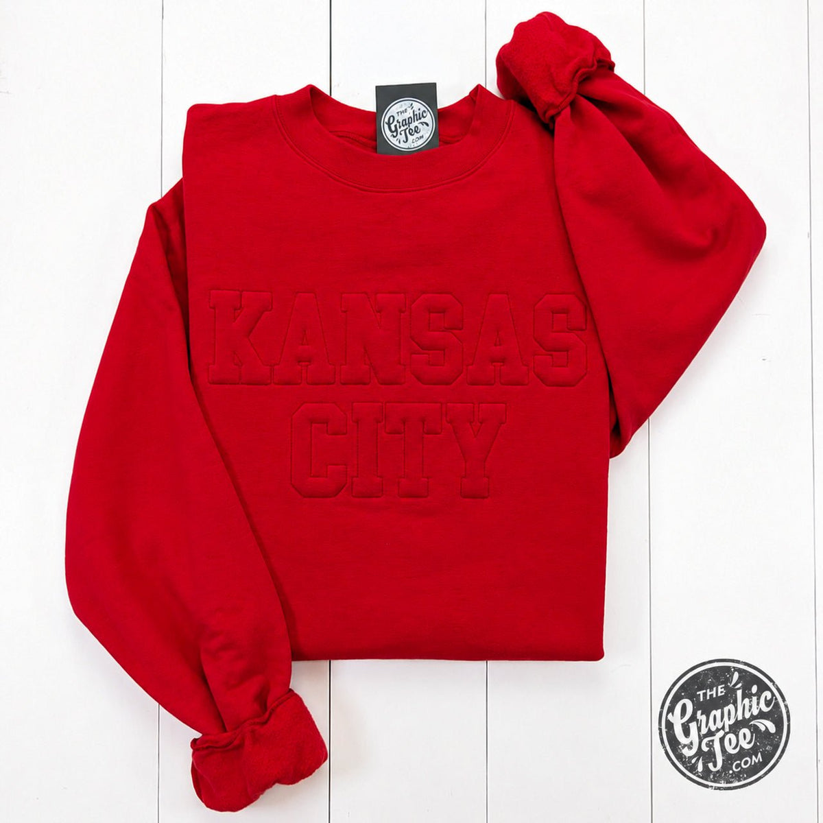 Kansas City Tonal 3D Champion® Scarlet Crewneck Sweatshirt - Aaria Tees