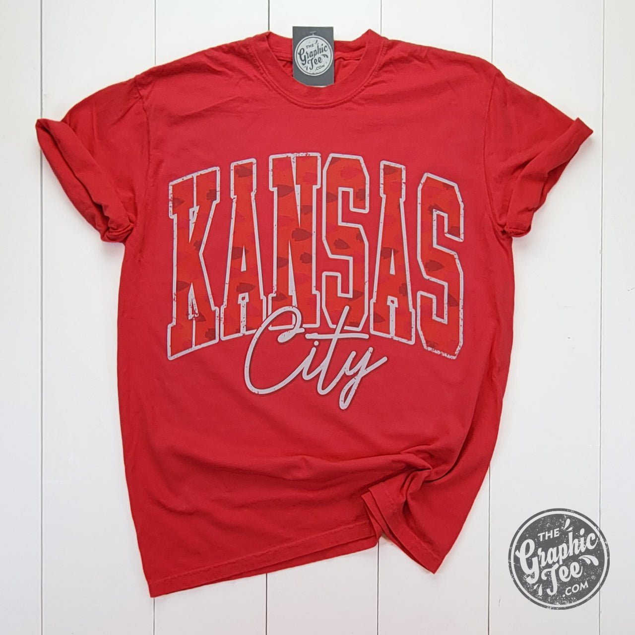 Kansas City Arrowhead Camo Paprika Pigment Dyed Tee - Aaria Tees Aaria Tees