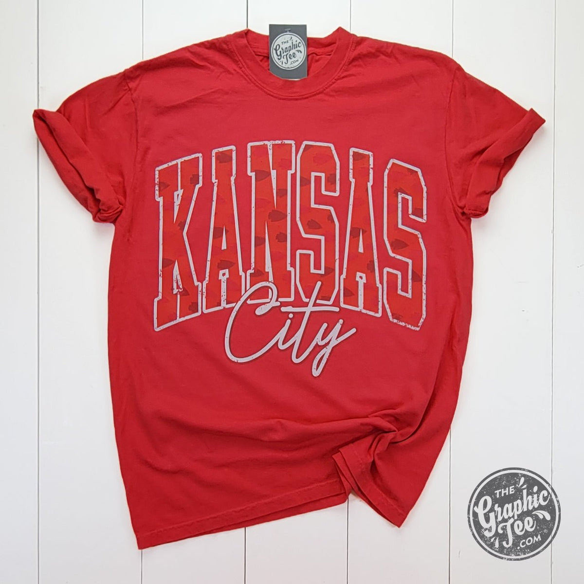 Kansas City Arrowhead Camo Paprika Pigment Dyed Tee - Aaria Tees