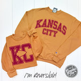 Kansas City Arrowhead Reversible Gold Glint Champion® Crewneck Sweatshirt - Aaria Tees Aaria Tees