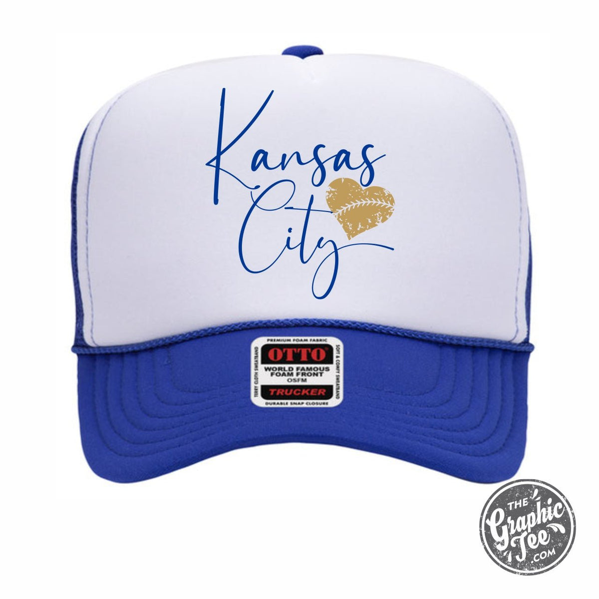 Kansas City Baseball Heart Foam Trucker Cap - Aaria Tees