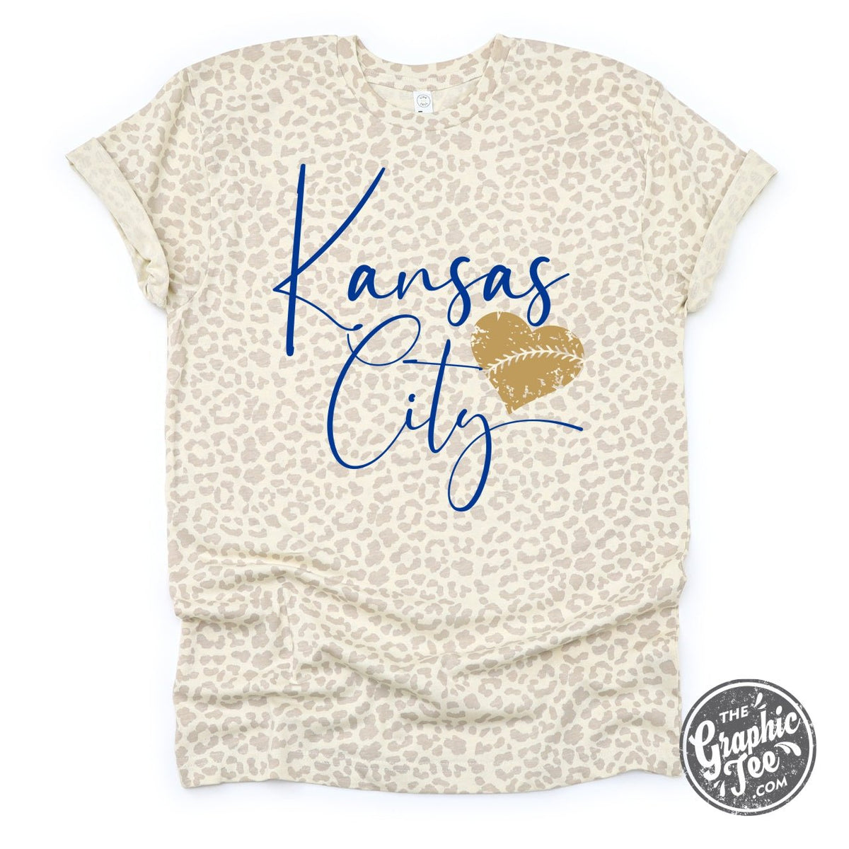 Kansas City Baseball Natural Leopard Tee - Aaria Tees