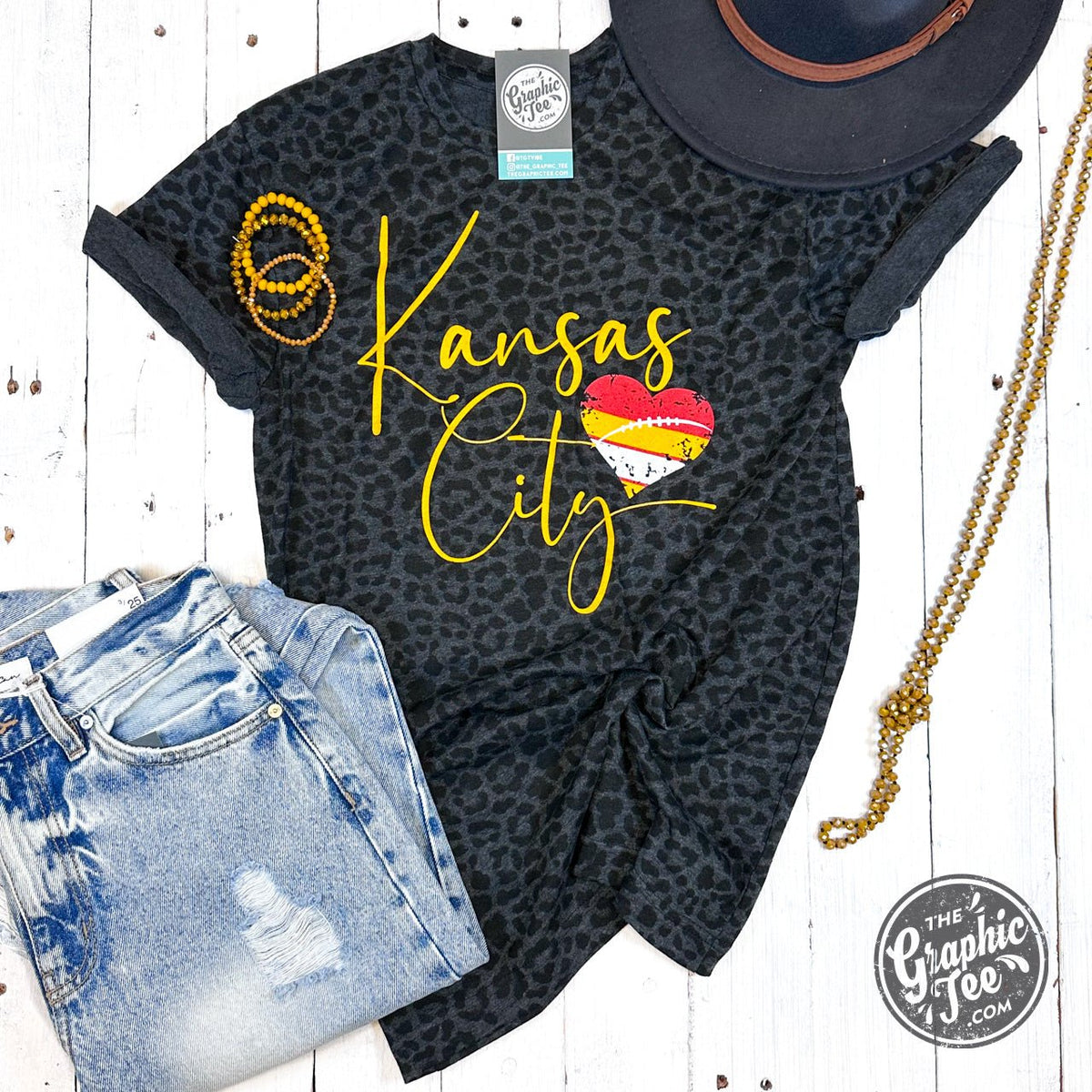 Kansas City Black Leopard Short Sleeve Unisex Tee - Aaria Tees