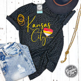 Kansas City Black Leopard Short Sleeve Unisex Tee - Aaria Tees Aaria Tees
