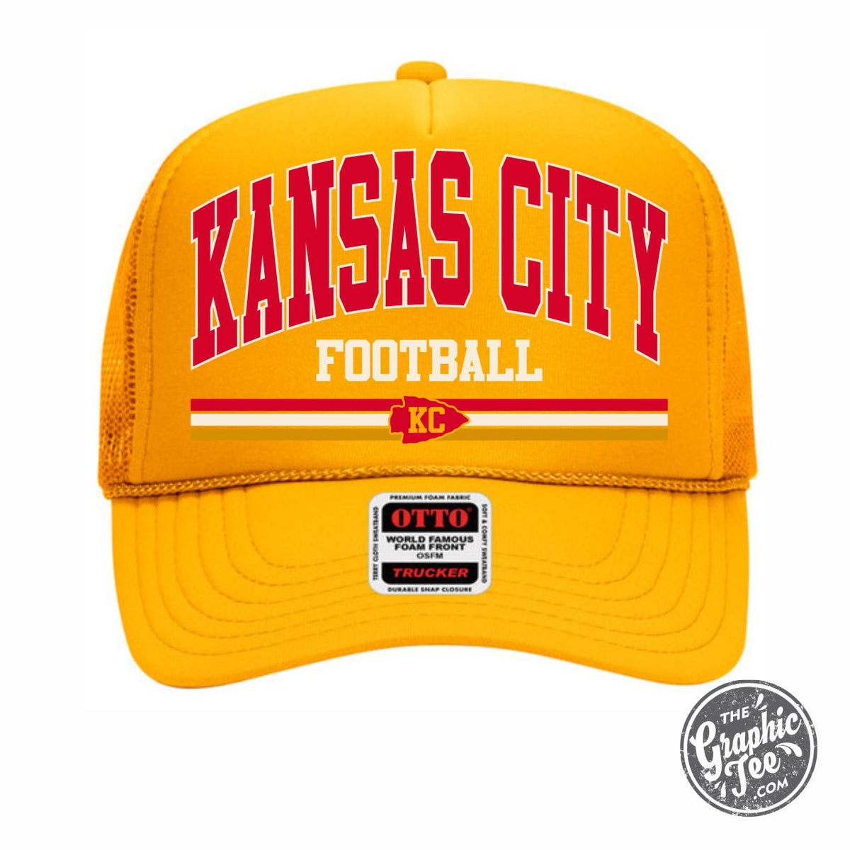 Kansas City Football Gold Foam Trucker Cap - Aaria Tees