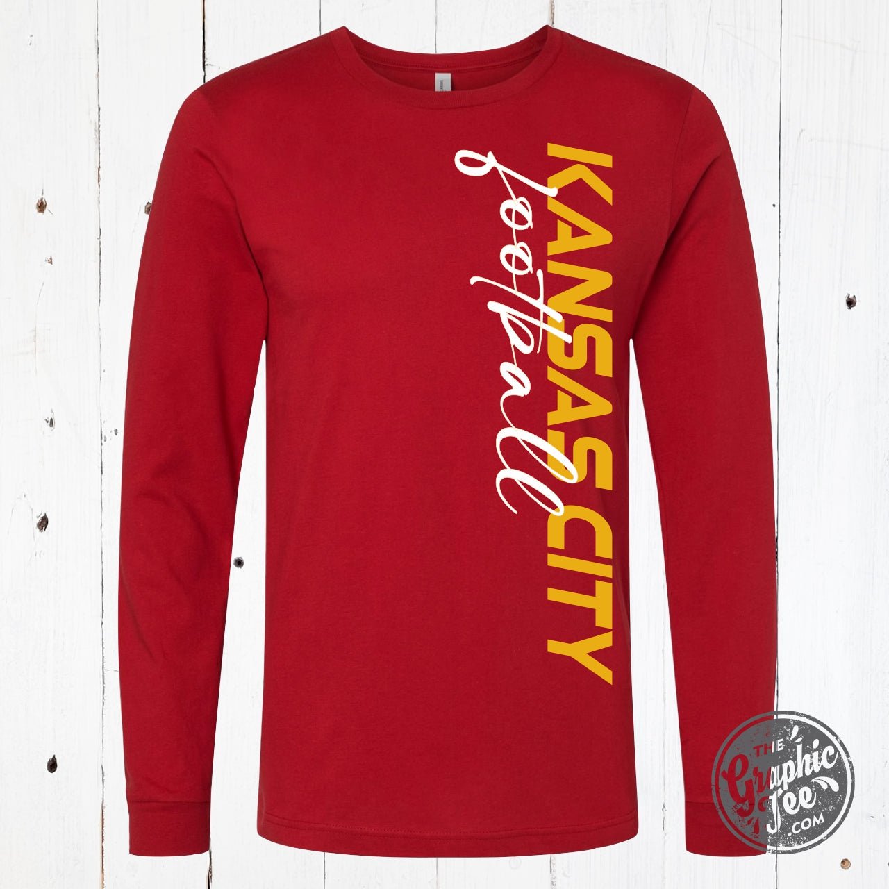 Kansas City Football Side Print Long Sleeve Tee - Aaria Tees Aaria Tees