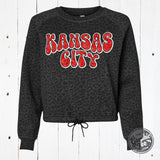 Kansas City Glitter Ladies Leopard Crop Sweatshirt - Aaria Tees Aaria Tees