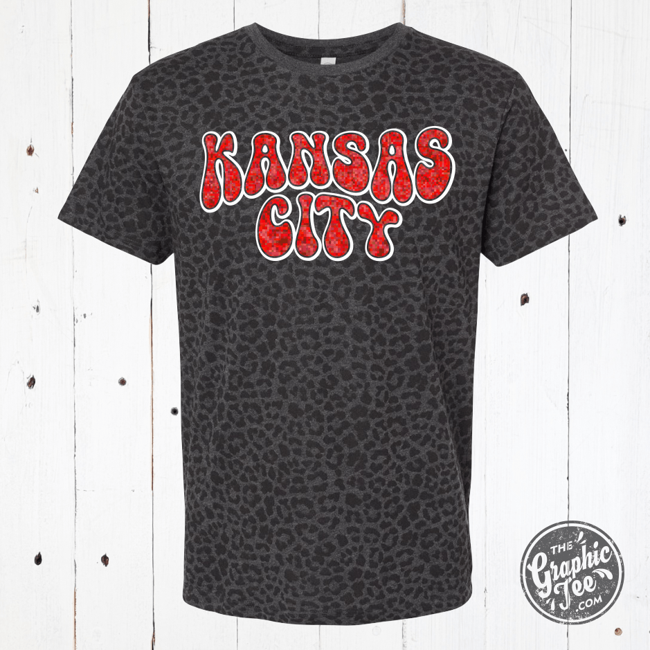 Kansas City Glitter Leopard Unisex Tee - Aaria Tees Aaria Tees