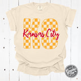 Kansas City Gold Checkerboard Pattern Pigment Dyed Tee - Aaria Tees Aaria Tees