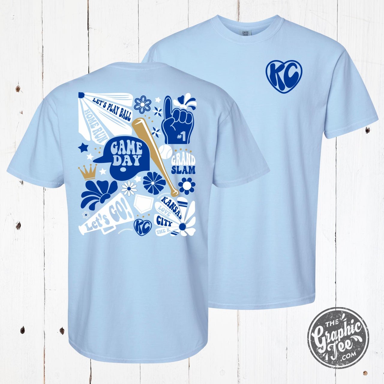 Kansas City Groovy Baseball Garment Dyed Short Sleeve Tee - Aaria Tees Aaria Tees
