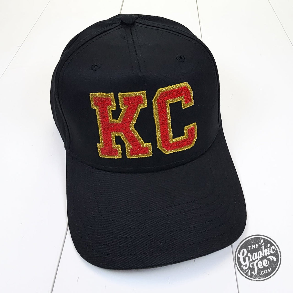 Kansas City KC Faux Chenille and Glitter Five-Panel Snapback Cap - Aaria Tees