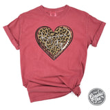 Kansas City Leopard Heart Crimson Pigment Dyed Short Sleeve Tee - Aaria Tees Aaria Tees