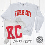 Kansas City Reversible Ash Crewneck Sweatshirt - Aaria Tees Aaria Tees