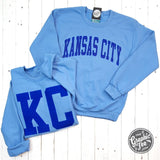 Kansas City Reversible Carolina Blue Crewneck Sweatshirt - Aaria Tees Aaria Tees