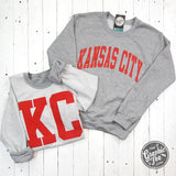 Kansas City Reversible Sport Grey Crewneck Sweatshirt - Aaria Tees Aaria Tees