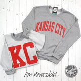 Kansas City Reversible Sport Grey Crewneck Sweatshirt - Aaria Tees Aaria Tees