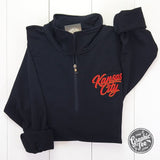 Kansas City Script 3D Embroidered Women’s Quarter-Zip Pullover - Aaria Tees Aaria Tees