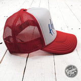Kansas Red and White Foam Trucker Cap - Aaria Tees Aaria Tees