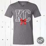 KC Delft Print with Bow V-Neck Tee Aaria Tees