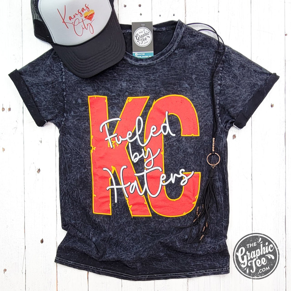 KC Fueled By Haters Mineral Wash Crew Neck Short Sleeve Tee - Aaria Tees