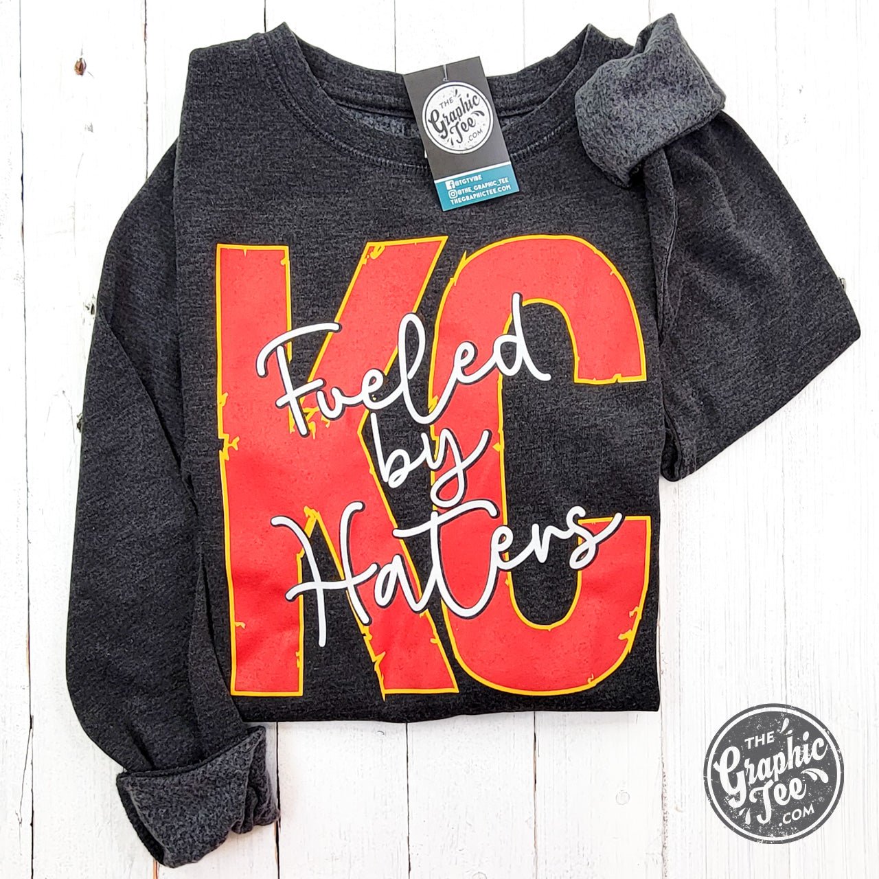 KC Fueled By Haters Mineral Washed Ladies Lace Up Sweatshirt - Aaria Tees Aaria Tees