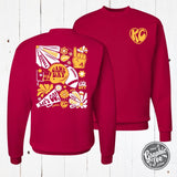 KC Groovy Deep Red Crewneck Sweatshirt - Aaria Tees Aaria Tees