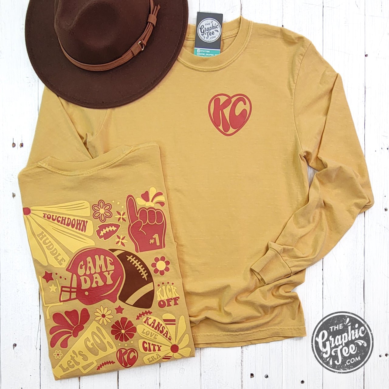 KC Groovy Mustard Comfort Colors Long Sleeve Tee - Aaria Tees Aaria Tees
