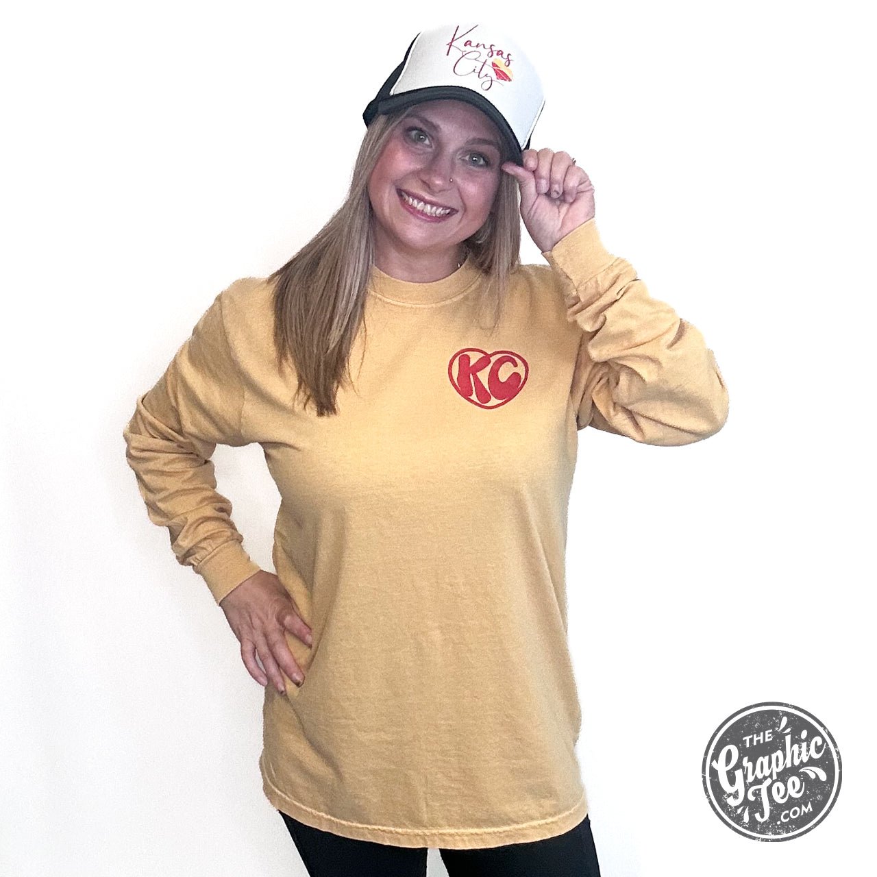 KC Groovy Mustard Comfort Colors Long Sleeve Tee - Aaria Tees Aaria Tees
