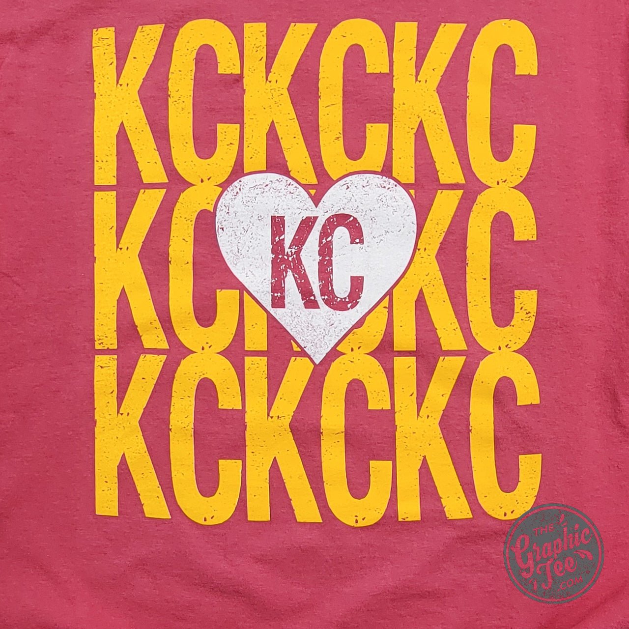 KC KC KC Heart Crimson Comfort Wash Short Sleeve Crew Neck Tee - Aaria Tees Aaria Tees