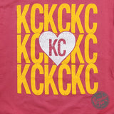 KC KC KC Heart Crimson Comfort Wash Short Sleeve Crew Neck Tee - Aaria Tees Aaria Tees