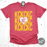 KC KC KC Heart Crimson Comfort Wash Short Sleeve Crew Neck Tee - Aaria Tees Aaria Tees
