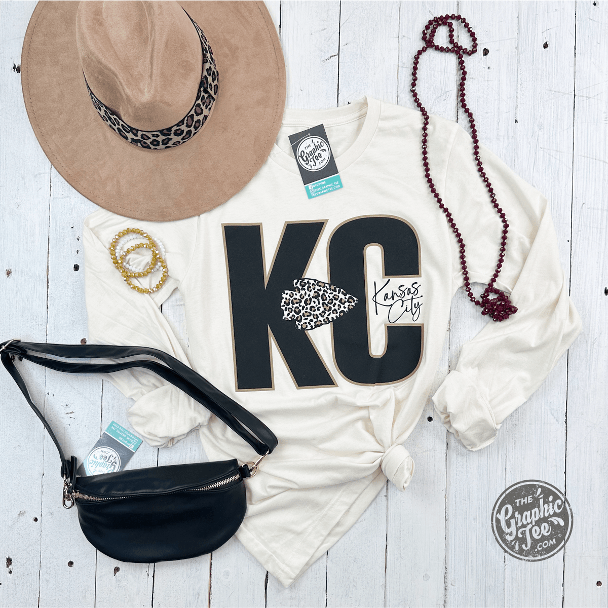 KC Leopard Natural Heather Long Sleeve Tee - Aaria Tees