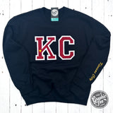 KC Red Glitter Applique Black Crewneck Sweatshirt - Aaria Tees Aaria Tees