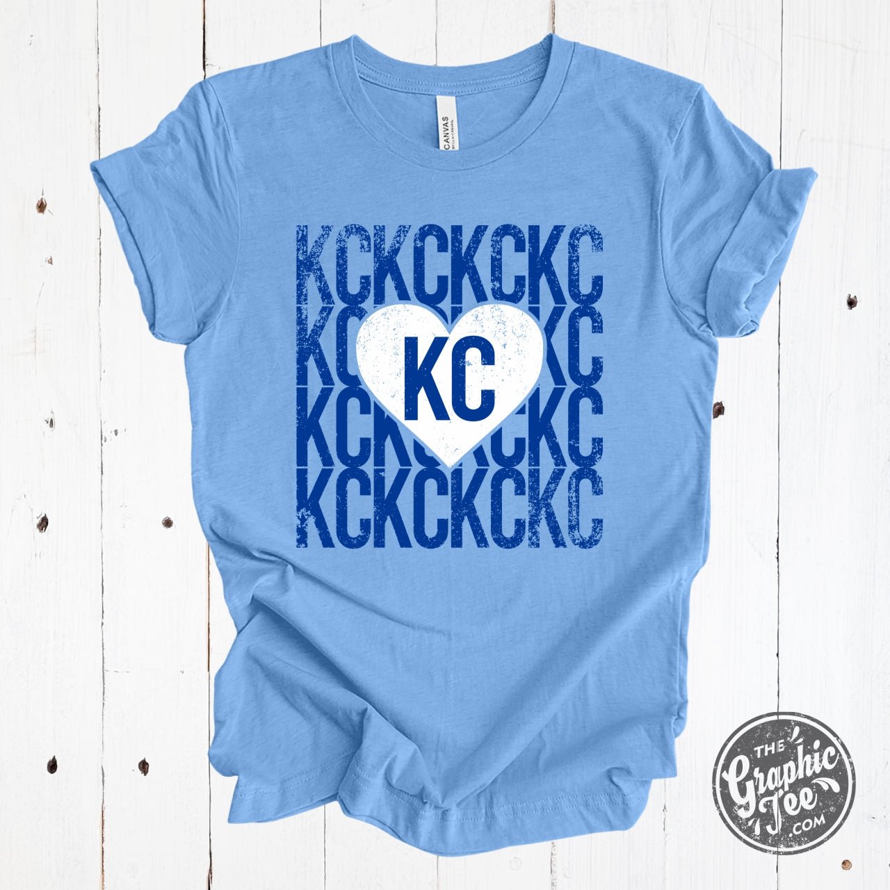 KCKCKCKC Heart Heather Carolina Blue Tee - Aaria Tees Aaria Tees