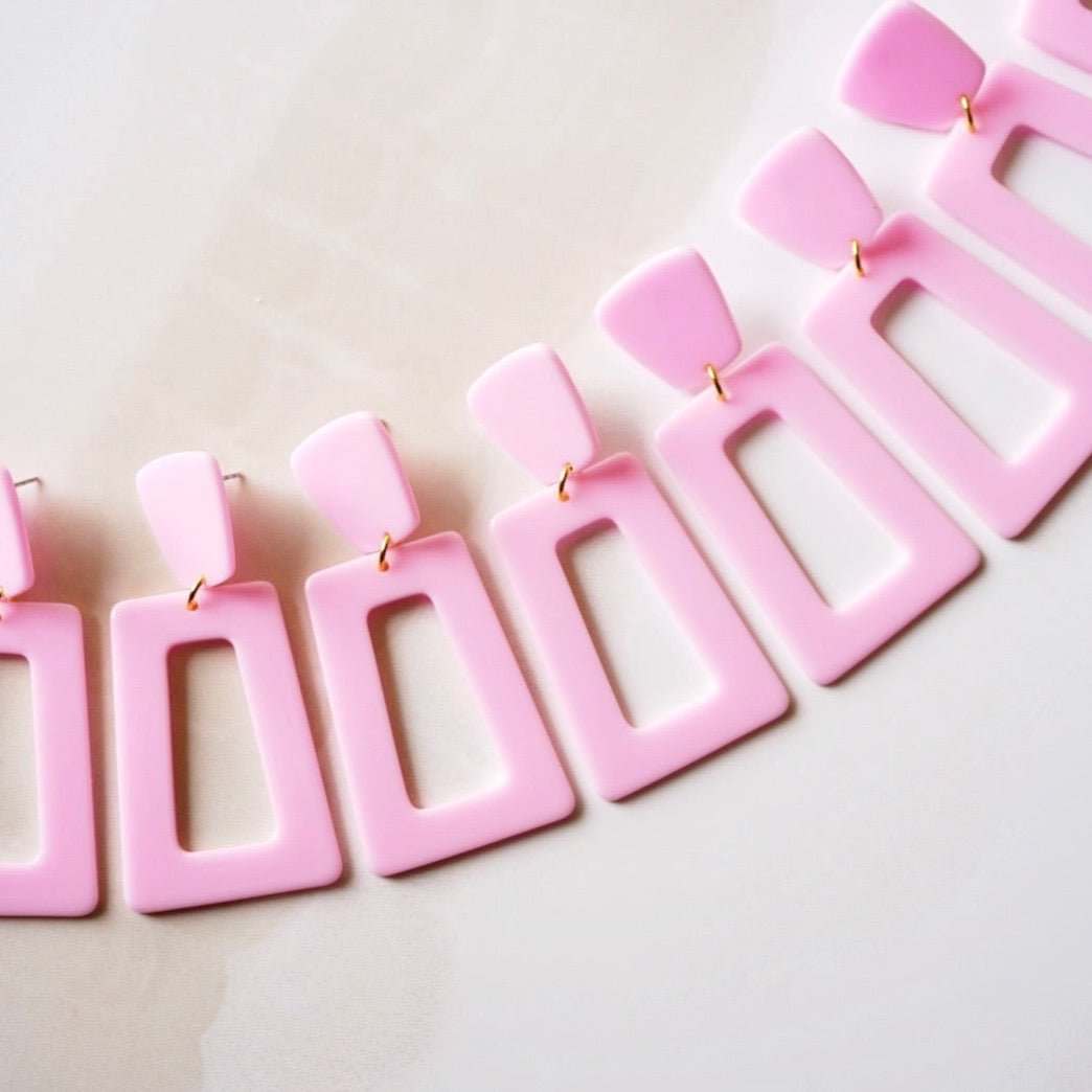 Kennedy Statement Earrings - Baby Pink - Aaria Tees Aaria Tees