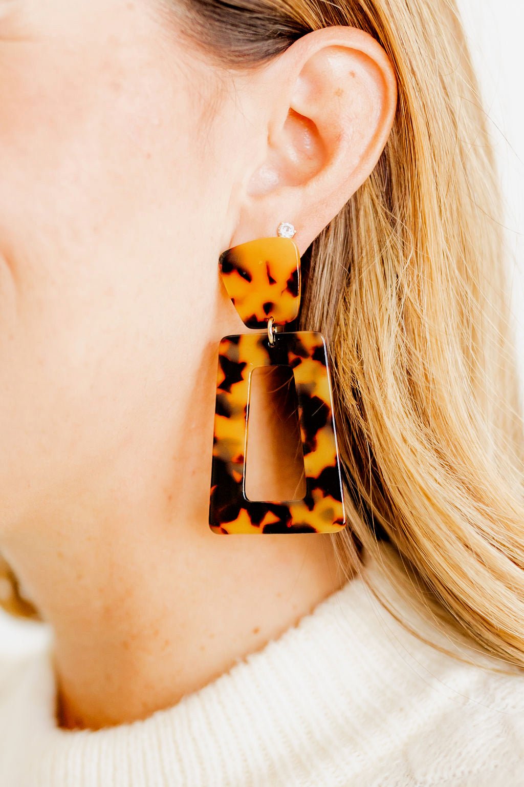 Kennedy Statement Earrings - Brown Tortoise - Aaria Tees Aaria Tees