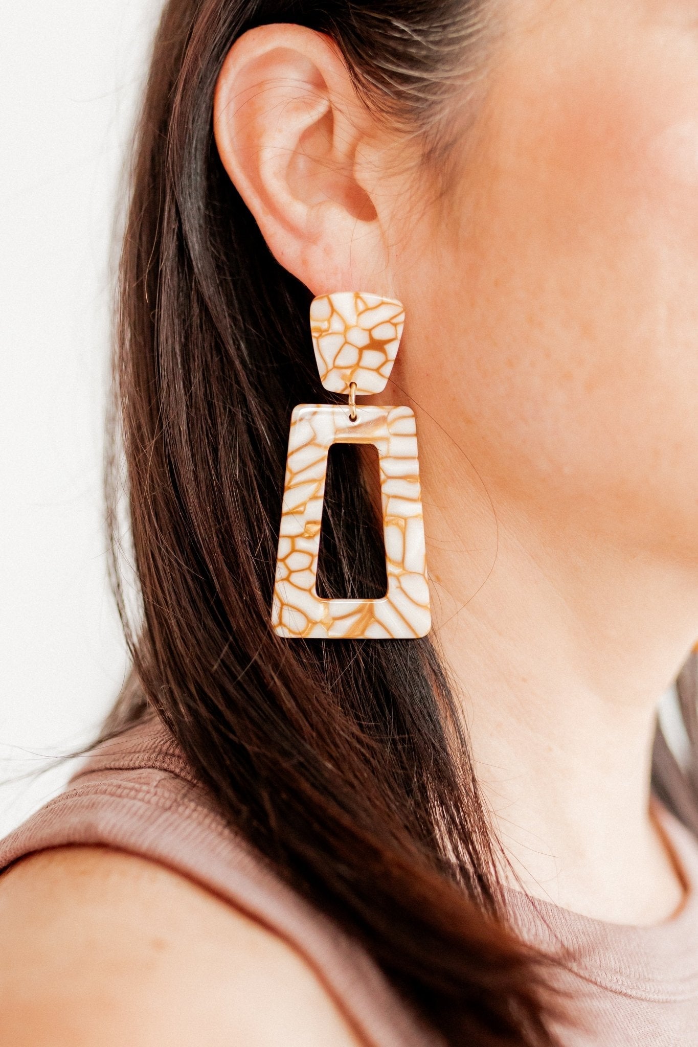 Kennedy Statement Earrings - Desert Sand - Aaria Tees Aaria Tees