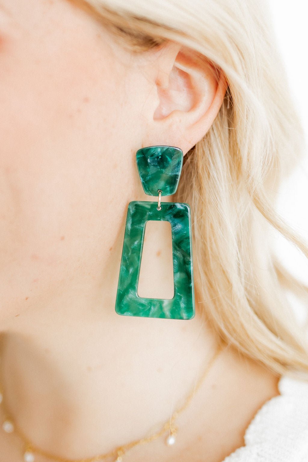 Kennedy Statement Earrings - Forest Green - Aaria Tees Aaria Tees