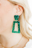 Kennedy Statement Earrings - Forest Green - Aaria Tees Aaria Tees