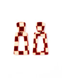 Kennedy Statement Earrings - Maroon Checkered - Aaria Tees Aaria Tees