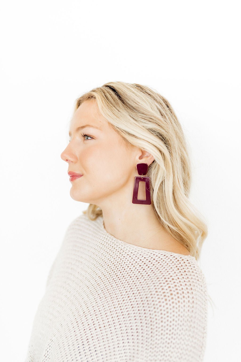 Kennedy Statement Earrings - Maroon - Aaria Tees Aaria Tees